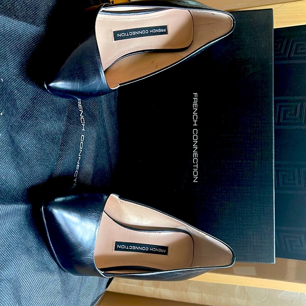 Woman’s almost new French connection leather, high heels